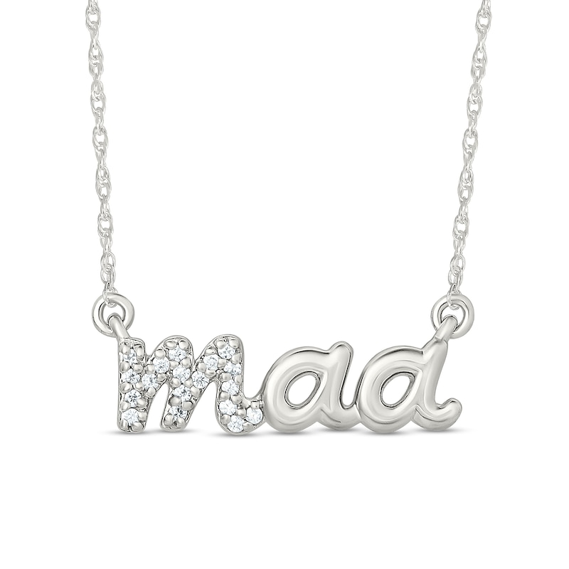 Main Image 1 of 0.04 CT. T.W. Diamond "maa" Script Necklace in Sterling Silver