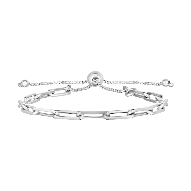 Main Image 1 of 3.8mm Paper Clip-Style Chain-Link Bolo Bracelet in Hollow Sterling Silver - 9.25"