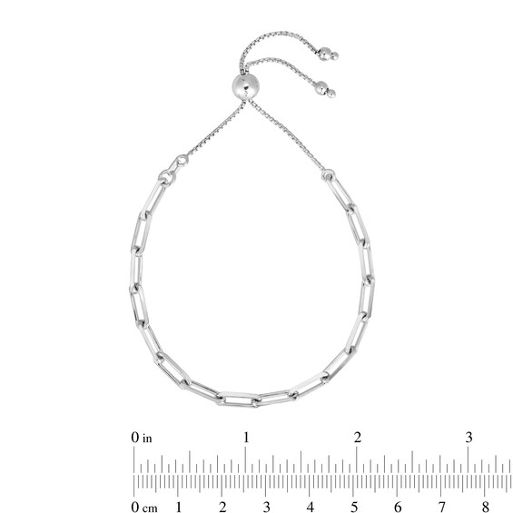 3.8mm Paper Clip-Style Chain-Link Bolo Bracelet in Hollow Sterling Silver - 9.25"