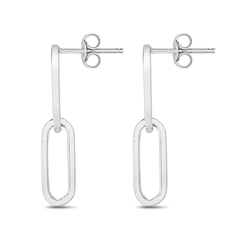 Paper Clip Chain Drop Earrings in Sterling Silver