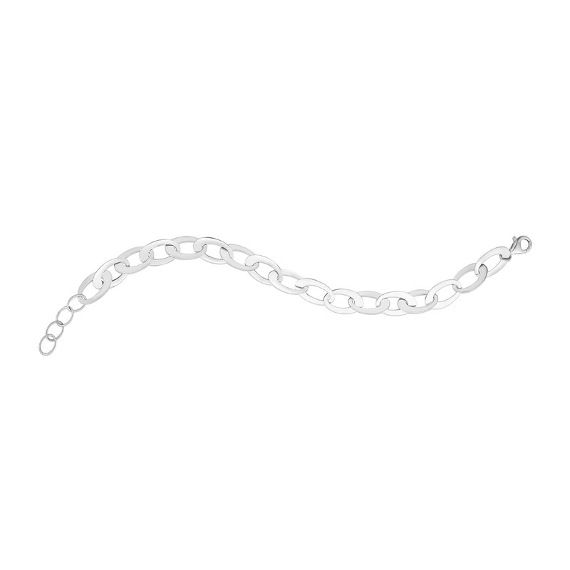 8.7mm Oval Link Chain Bracelet in Hollow Sterling Silver - 9"