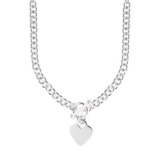 6.0mm Link Chain with Heart Charm Toggle Necklace in Hollow Sterling Silver - 18"