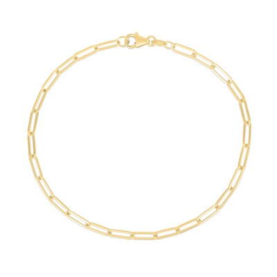 2.5mm Paper Clip Chain Bracelet in Hollow 10K Gold