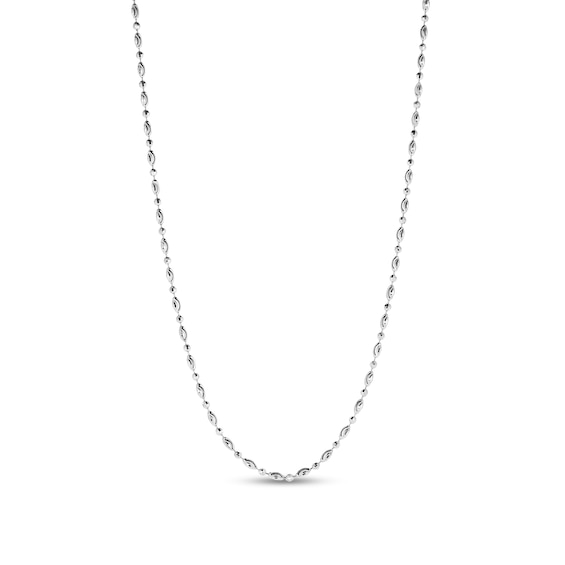 2.5mm Diamond-Cut Oval and Round Brilliance Bead Chain Necklace in Solid Sterling Silver - 18"
