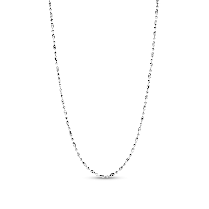 2.5mm Diamond-Cut Oval and Round Brilliance Bead Chain Necklace in Solid Sterling Silver - 18"