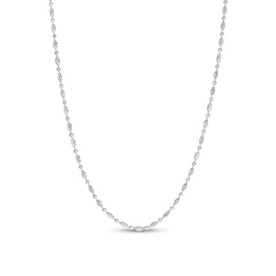 2.5mm Diamond-Cut Oval and Round Brilliance Bead Chain Necklace in Solid Sterling Silver - 18"