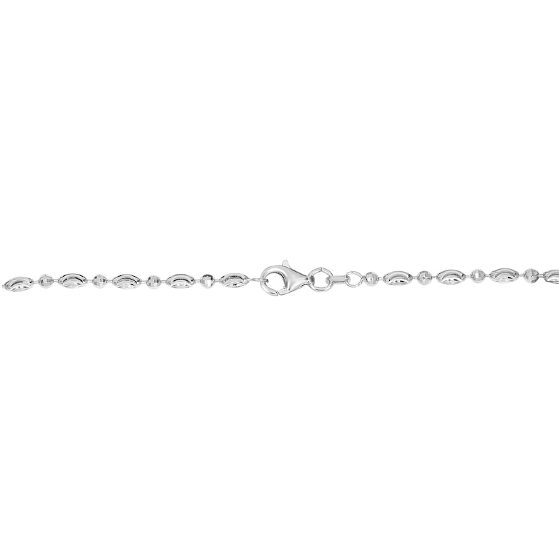 2.5mm Diamond-Cut Oval and Round Brilliance Bead Chain Bracelet in Solid Sterling Silver