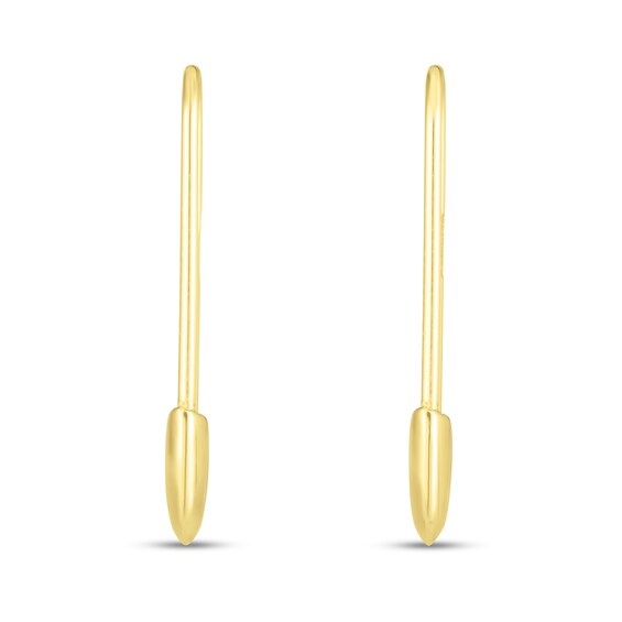 Safety Pin Drop Earrings in 14K Gold