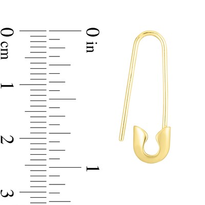 Safety Pin Drop Earrings in 14K Gold