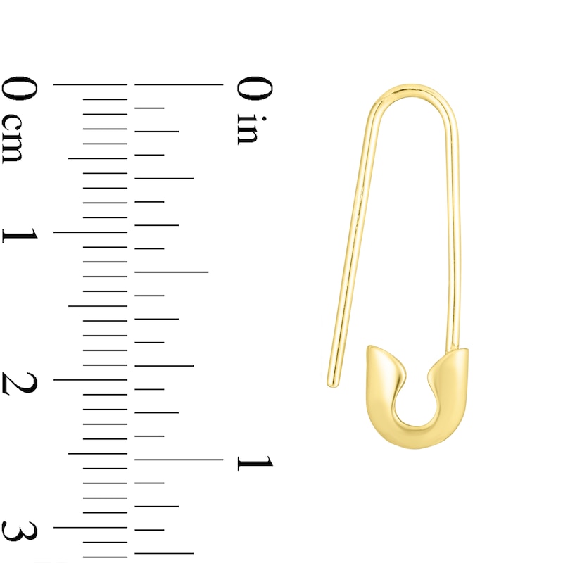 Main Image 3 of Safety Pin Drop Earrings in 14K Gold