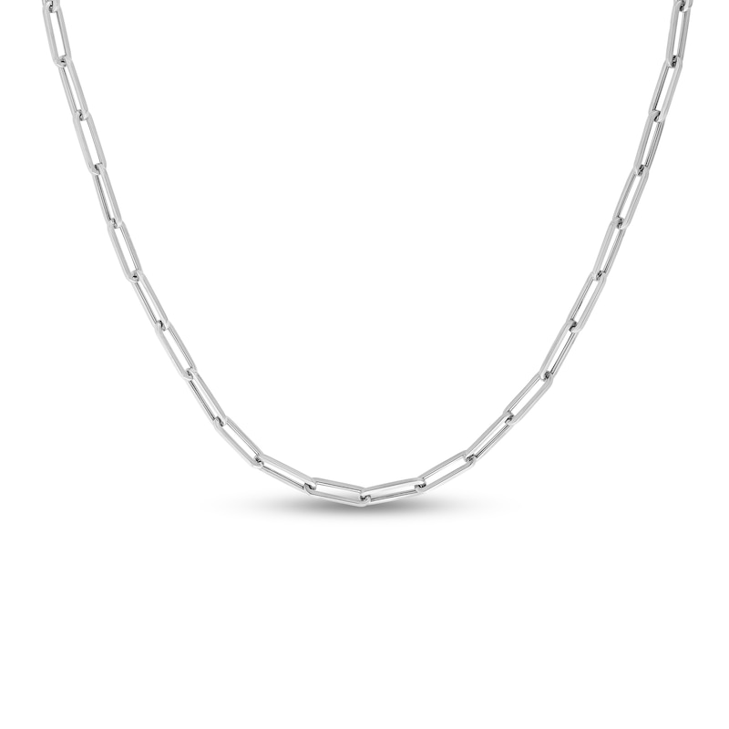 Main Image 1 of 4.2mm Paper Clip Chain Necklace in Hollow 14K White Gold - 18"