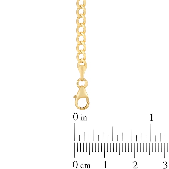 3.4mm Curb Chain with Heart Bracelet in Hollow 14K Gold