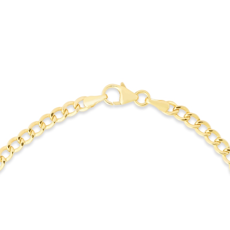 Main Image 3 of 3.4mm Curb Chain with Heart Bracelet in Hollow 14K Gold