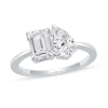 Thumbnail Image 1 of 1.75 CT. T.W. Emerald-Cut and Pear-Shaped Certified Lab-Grown Diamond Toi et Moi Engagement Ring in 14K White Gold