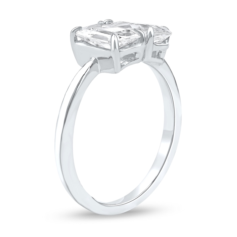Main Image 2 of 1.75 CT. T.W. Emerald-Cut and Pear-Shaped Certified Lab-Grown Diamond Toi et Moi Engagement Ring in 14K White Gold