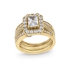 Thumbnail Image 1 of 2.00 CT. T.W. Emerald-Cut Certified Lab-Grown Diamond Frame Vintage-Style Bridal Set in 14K Gold (F/VS2)