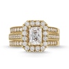 Thumbnail Image 4 of 2.00 CT. T.W. Emerald-Cut Certified Lab-Grown Diamond Frame Vintage-Style Bridal Set in 14K Gold (F/VS2)
