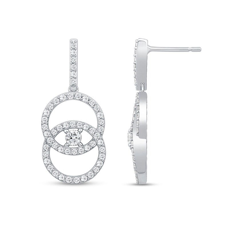 Main Image 1 of 0.95 CT. T.W. Diamond Intertwined Circle Drop Earrings in 10K White Gold