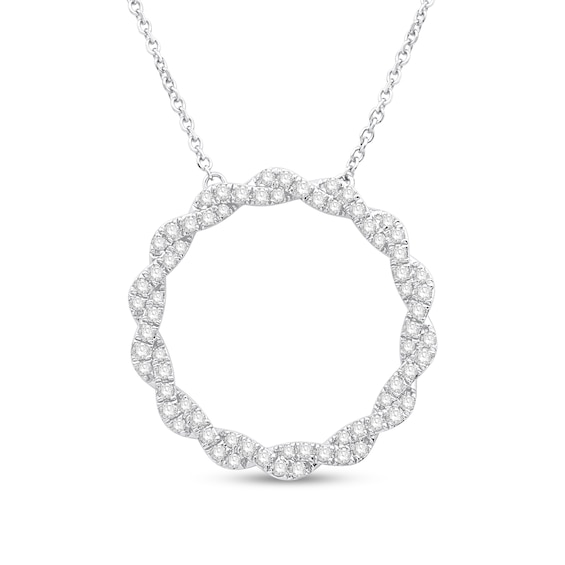 0.45 CT. T.W. Diamond Twist Circle Necklace in 10K White Gold - 19"