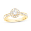 Thumbnail Image 1 of 0.95 CT. T.W. Diamond Frame Pinched Shank Engagement Ring in 14K Gold
