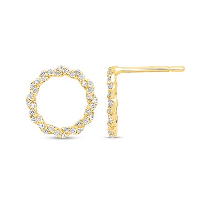 0.23 CT. T.W. Diamond Twist Circle Stud Earrings in 10K Gold