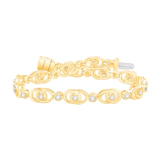 0.95 CT. T.W. Diamond Interlocking Oval Link Bracelet in 10K Gold