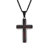 Thumbnail Image 1 of Black and Red Carbon Fibre Cross Pendant in Stainless Steel with Black Ion Plate - 24”