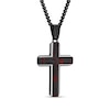 Thumbnail Image 2 of Black and Red Carbon Fibre Cross Pendant in Stainless Steel with Black Ion Plate - 24”