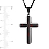 Thumbnail Image 4 of Black and Red Carbon Fibre Cross Pendant in Stainless Steel with Black Ion Plate - 24”