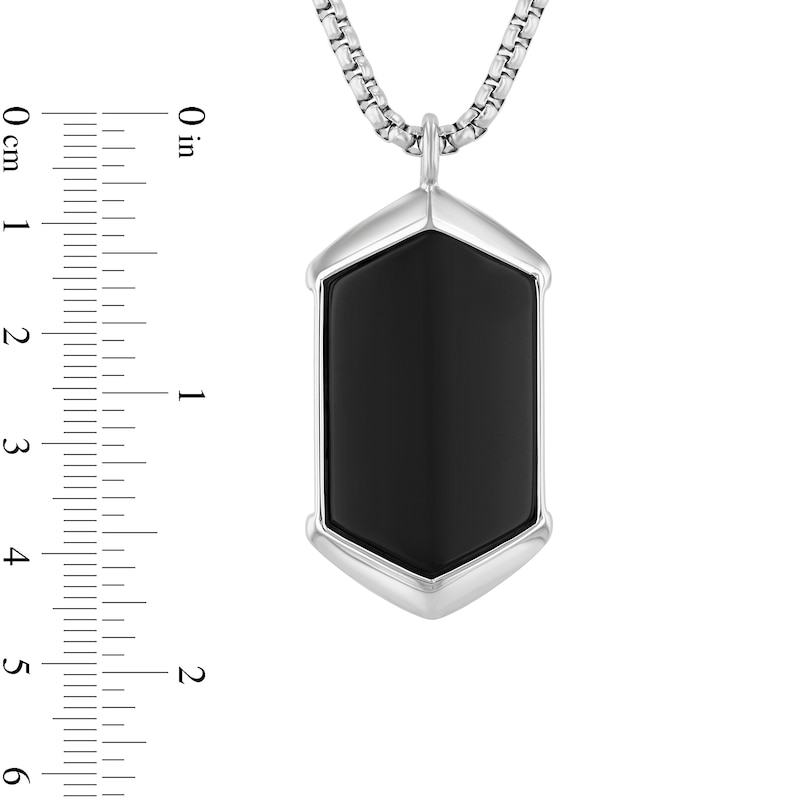 Main Image 4 of Onyx Bezel-Set Solitaire Pendant in Stainless Steel - 24”