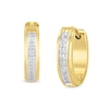 Thumbnail Image 1 of 0.145 CT. T.W. Diamond Huggie Hoop Earrings in Stainless Steel with Yellow Ion Plate