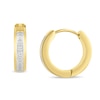 Thumbnail Image 2 of 0.145 CT. T.W. Diamond Huggie Hoop Earrings in Stainless Steel with Yellow Ion Plate