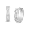 Thumbnail Image 1 of 0.145 CT. T.W. Diamond Huggie Hoop Earrings in Stainless Steel