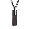 0.10 CT. T.W. Diamond and Carbon Fibre Rectangle Pendant in Stainless Steel with Black Ion Plate - 24”