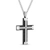 Thumbnail Image 2 of Diamond Accent Cross in Stainless Steel and Black Ion Plate - 24”
