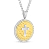 Thumbnail Image 2 of 0.05 CT. T.W. Diamond Oval Frame Cross Pendant in Stainless Steel and Yellow Ion Plate - 24”