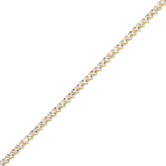 4.0mm Heart-Shaped White Lab-Created Sapphire Tennis Bracelet in Sterling Silver with 18K Gold Plate - 7.25"