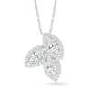 Thumbnail Image 1 of Marquise and Round White Lab-Created Sapphire Frame Trio Cluster Pendant in Sterling Silver