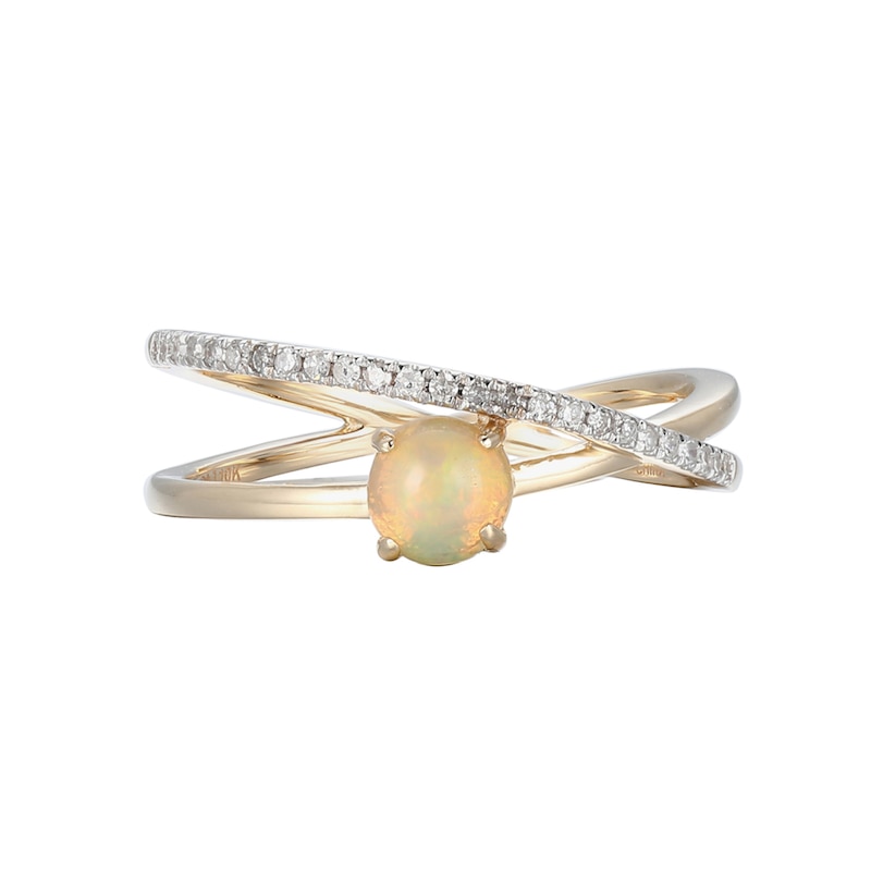 5.0mm Opal and 0.10 CT. T.W. Diamond Orbit Ring in 10K Gold
