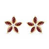 Thumbnail Image 2 of Marquise Garnet and White Lab-Created Sapphire Swirl Flower Stud Earrings in 10K Gold