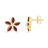 Thumbnail Image 3 of Marquise Garnet and White Lab-Created Sapphire Swirl Flower Stud Earrings in 10K Gold