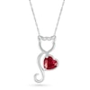 Thumbnail Image 1 of 5.0mm Heart-Shaped Lab-Created Ruby Cat Outline Pendant in Sterling Silver