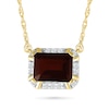 Emerald-Cut Garnet and White Lab-Created Sapphire Frame Sideways Necklace in 10K Gold
