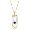 4.0mm Cushion-Cut Blue and White Lab-Created Sapphire Double Paper Clip Pendant in 10K Gold