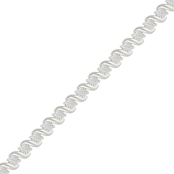 0.23 CT. T.W. Diamond "S" Link Bracelet in Sterling Silver - 7.25”