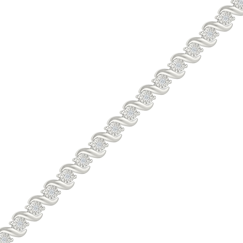 0.23 CT. T.W. Diamond "S" Link Bracelet in Sterling Silver - 7.25”