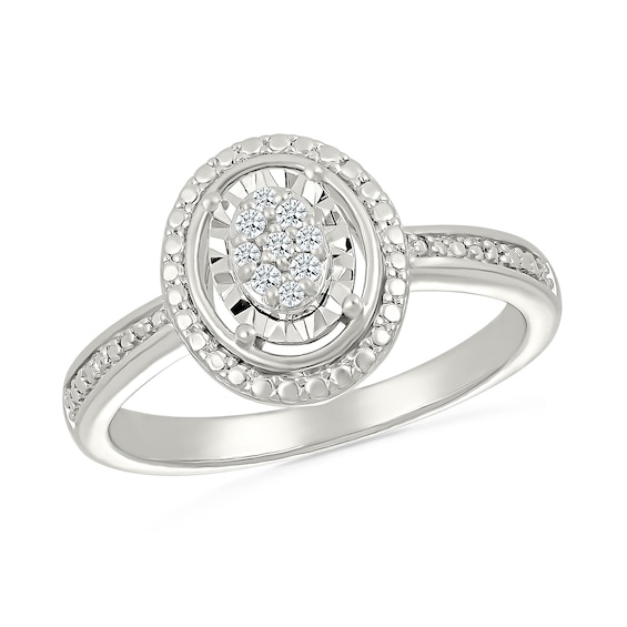 0.065 CT. T.W. Multi-Diamond Oval Frame Promise Ring in Sterling Silver