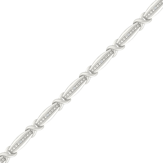 0.04 CT. T.W. Diamond X-Link Bracelet in Sterling Silver