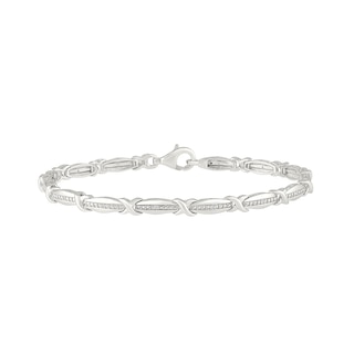 0.04 CT. T.W. Diamond X-Link Bracelet in Sterling Silver