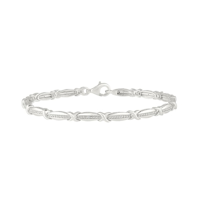 0.04 CT. T.W. Diamond X-Link Bracelet in Sterling Silver